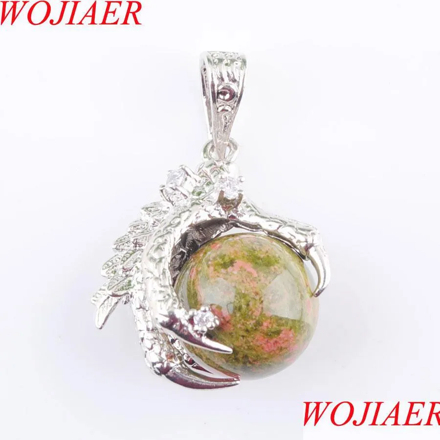 natural dragon claw pendant round unakite jasper stones pendulum necklace for men women jewelry reiki amulet gift n3108