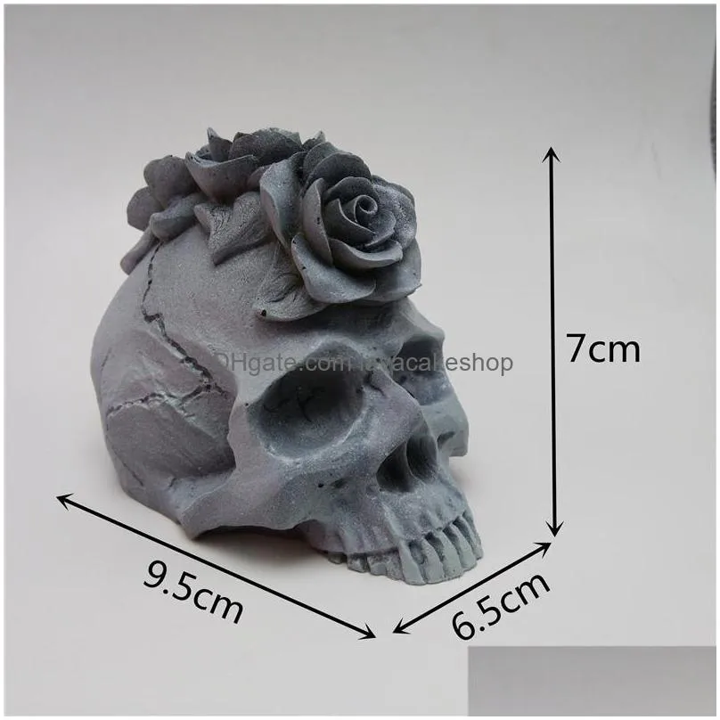 3d rose skull silicone mold fondant cake mold resin plaster chocolate candle candy mold t200524