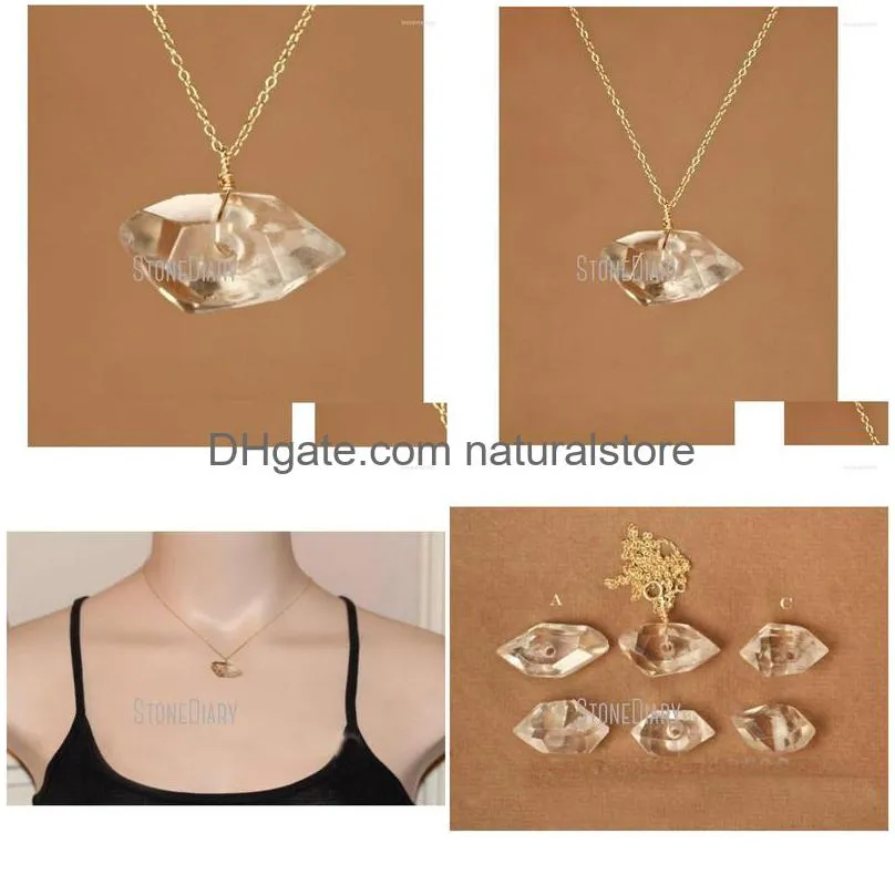 pendant necklaces nm39910 healing crystal necklace wire wrapped quartz silver or gold chain