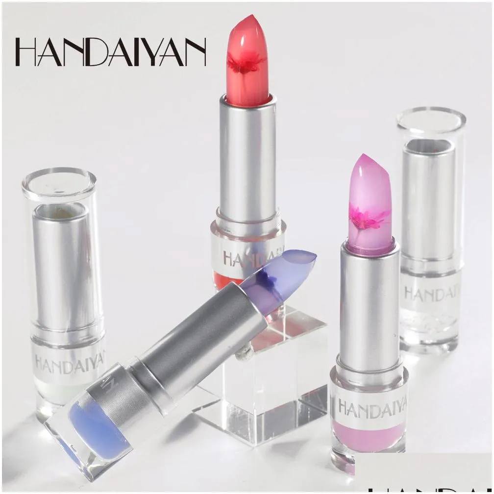 handaiyan temperature color changing lip balm transparent flower crystal jelly lipstick moisturizing lip care makeup