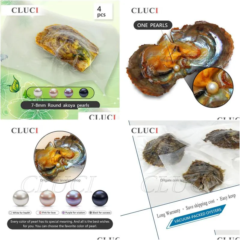 cluci 4pcs 78mm round saltwater in quality vacuum packed cultured akoya pearl oysters t200507