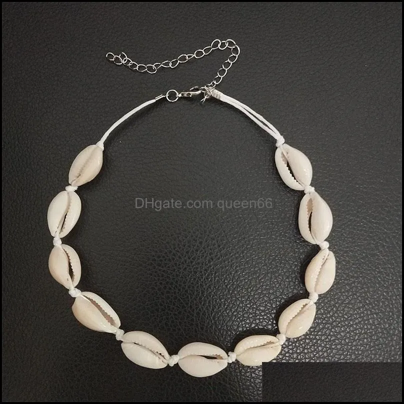 summer fashion black rope chain natural seashell choker necklace collar necklace shell choker necklace for summer beach