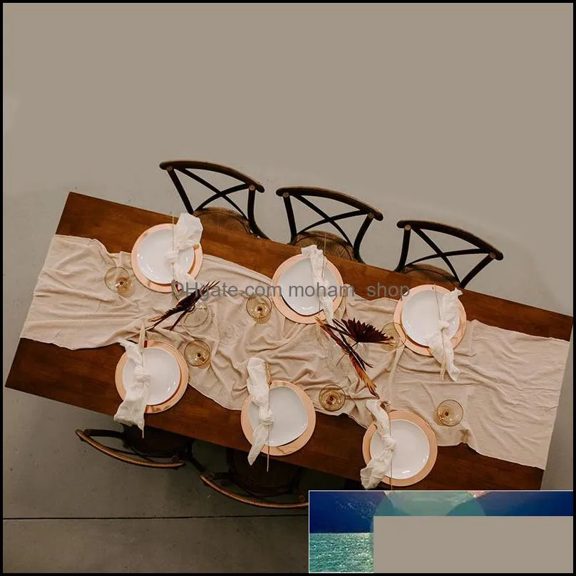 fashion dinning table decoration rust table runner wedding decoration cotton gauze gift table runnersr