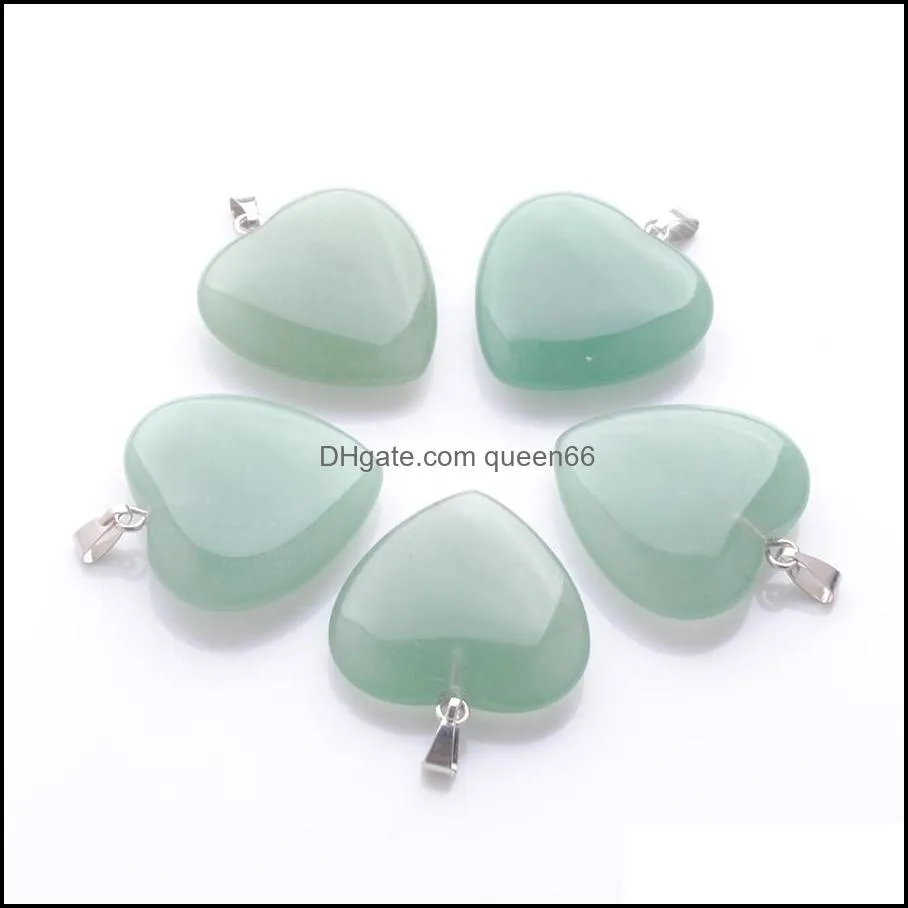 25x25mm love heart natural gemstone pendants for earrings necklace jewelry making labradoirte aventurine blue sand crystal opal bead