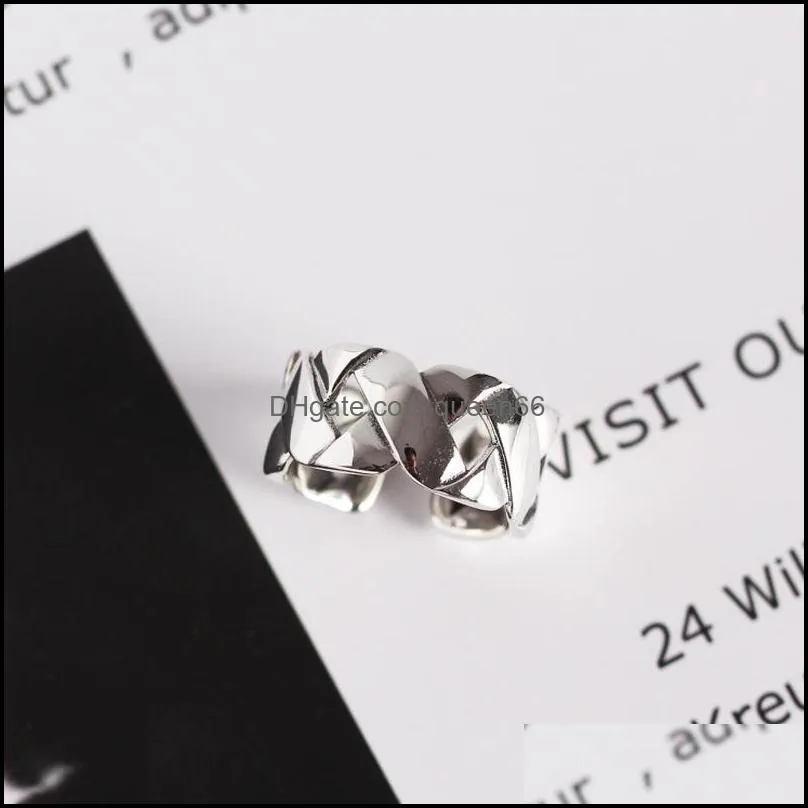 genuine 925 sterling silver open ring for women men vintage thick braided korean design fine party punk jewelry ymr729