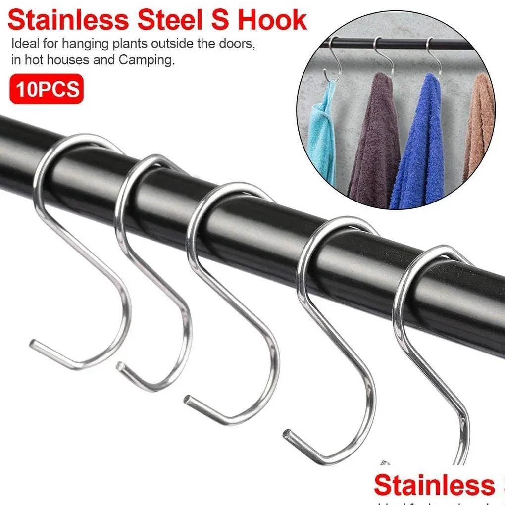 10pcs stainless steel shooks pot pan storage hanging hanger household wardrobe kitchen