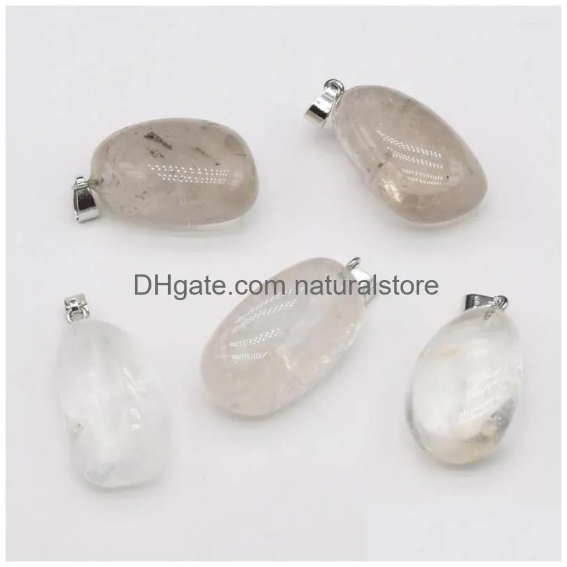 pendant necklaces natural irregular stone polished clear quartz necklace accessories for jewelry making bracelet white crystal charm