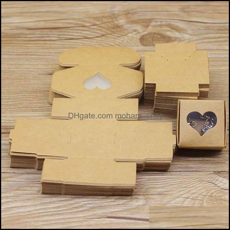 pvc window gift packaging box 4x4x2.5cm white/kraft jewelry ring box candy crafts handmade soap packaging gift boxes