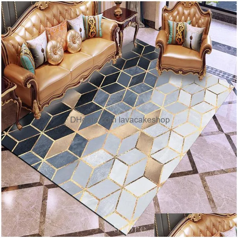 carpets geometric grid marble texture line play mat rug outdoor simple carpet home room for kids living bedroom