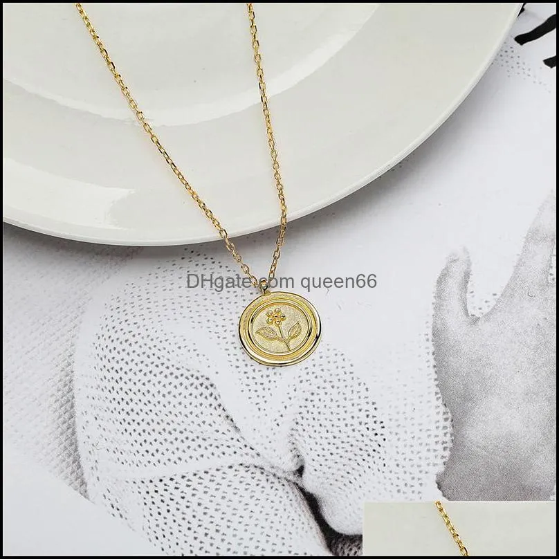 100 pure 925 sterling silver round pendant flower necklaces for women simple irregular chain necklace fine jewelry ymn184