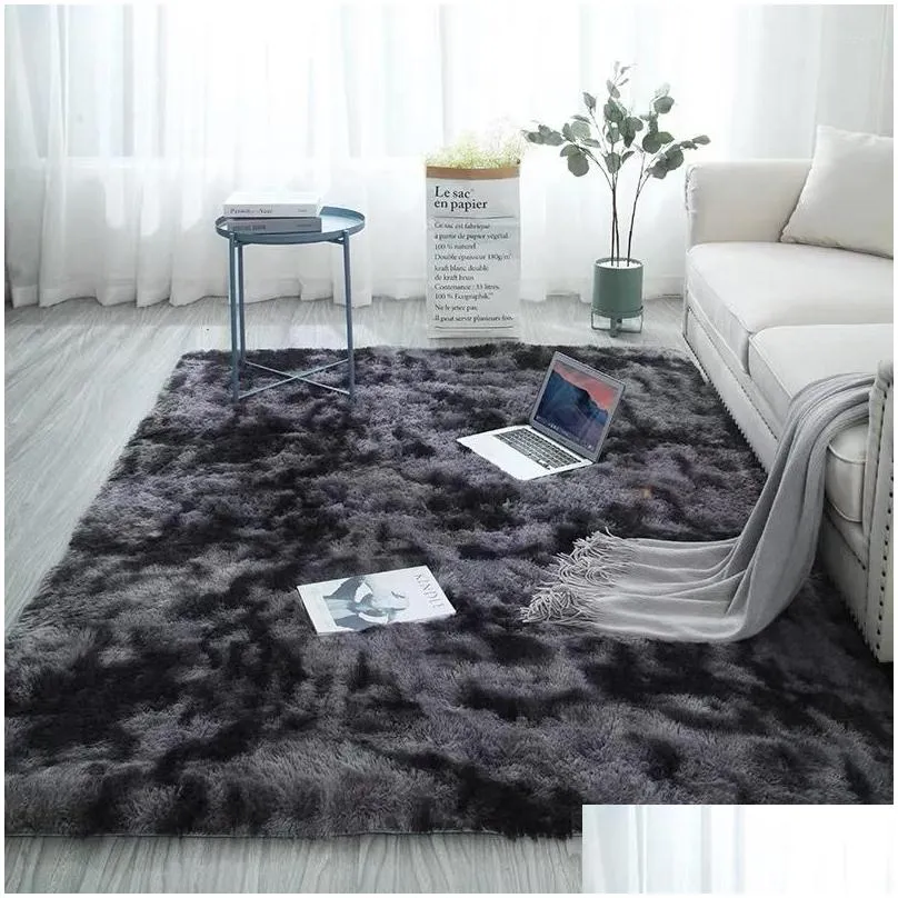 carpets plush carpet nordic soft decoration mat water absorption living room antislip faux fur tiedyeing rug floor blanket bedroom