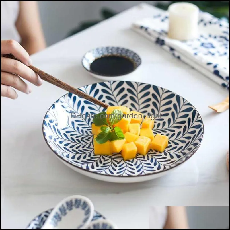 bowls ceramic instant noodle bowl japanese style underglaze ramen dish plate set combination soup home restaurant tableware