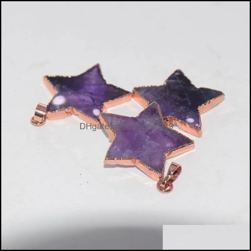 pendant necklaces natural purple amethysts stone star women 2022 carved chakra romantic style crystal quartz necklace pendants for