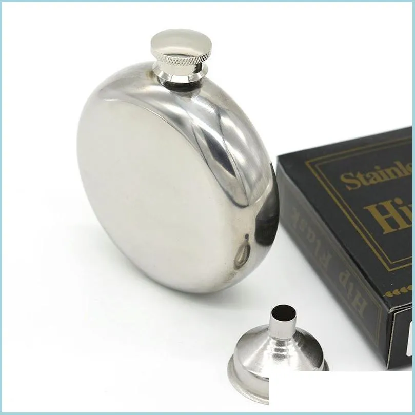 5oz stainless steel hip flask portable outdoor flagon whisky stoup wine pot alcohol bottles mini round men pocket hip flasks