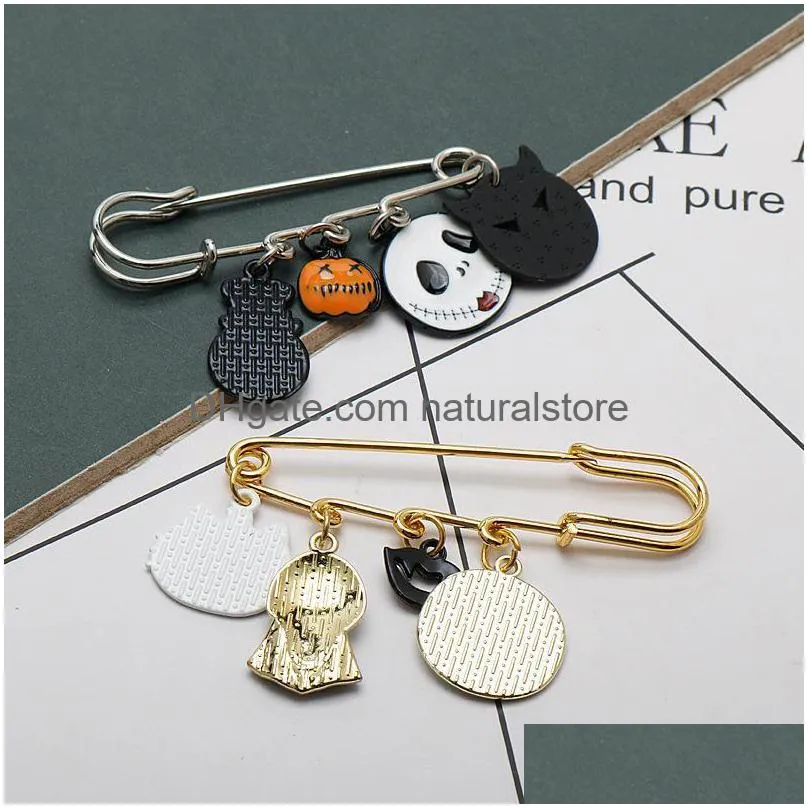 pendant necklaces halloween jewelry pumpkin ghost pin brooch black cat waist shoe decoration accessories shoelace buckle