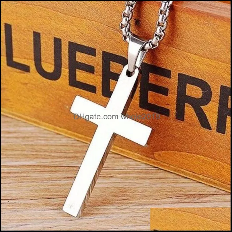 4 colors plated men link chain necklaces pendant cross solid color korean version choker jewelry gift