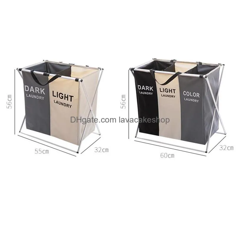 two/three grids dirty clothes storage basket organizer basket collapsible large laundry hamper waterproof home laundry basket t200115