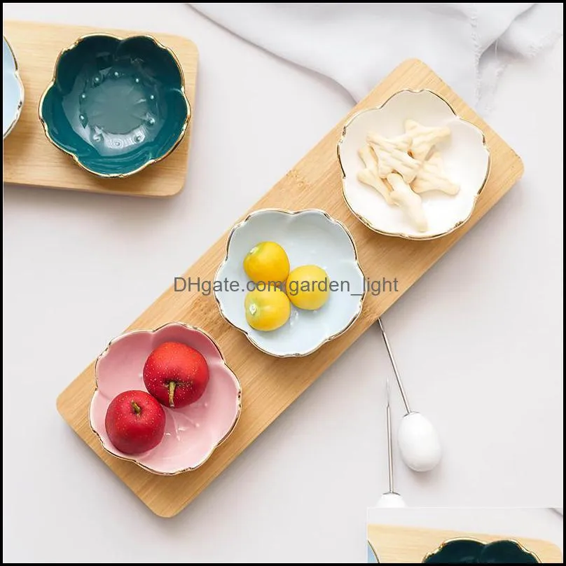 1pc nordic ceramic seasoning dish dip saucer japanese style cherry blossom small saucing plate snack essential oil bowl decor