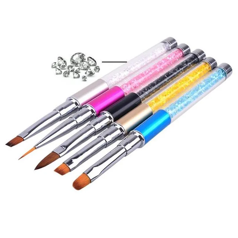 professional nail art drawing pen brush multifunction crystal acrylic nail art painting brush high quality mane or fibe gel nails