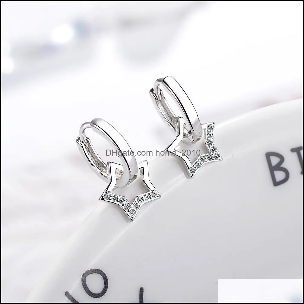 pendants 925 sterling silver simple zircon hollow star pendant hoop earrings for women jewelry party gifts