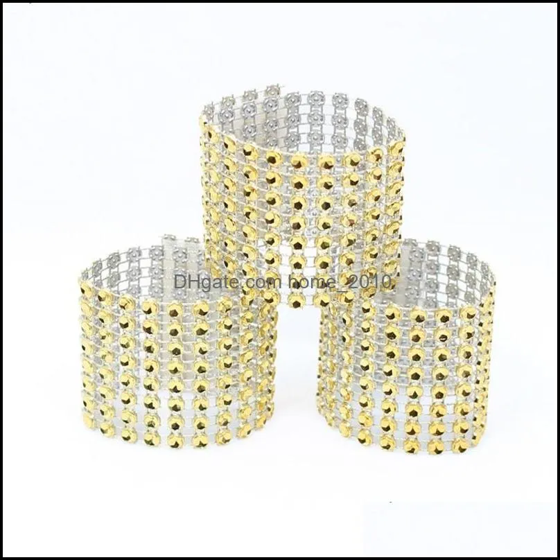 napkin ring chairs buckles multicolor wedding event decoration crafts 8 row mesh rhinestone holder handmade party supplies