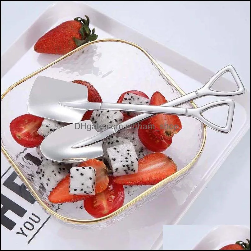 mini shovel shape spoon home el party stainless steel fruits scoop ice cream desserts square cusp head ladle arrival 1 9dh g2