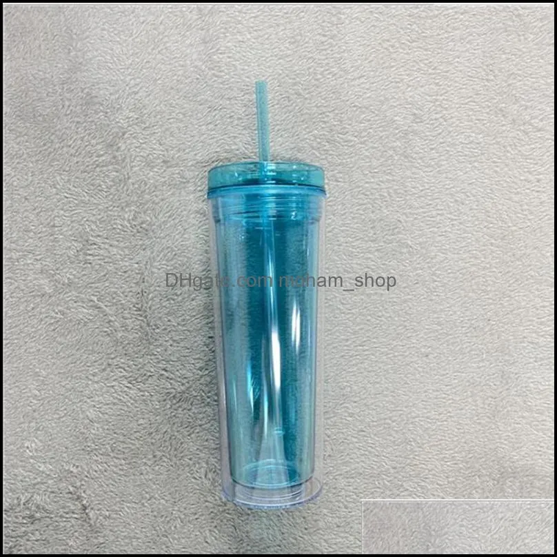 20oz acrylic skinnny tumbler with lid straw double walled as reusable plastic cups clear straight travel water bottles tumblers jja155