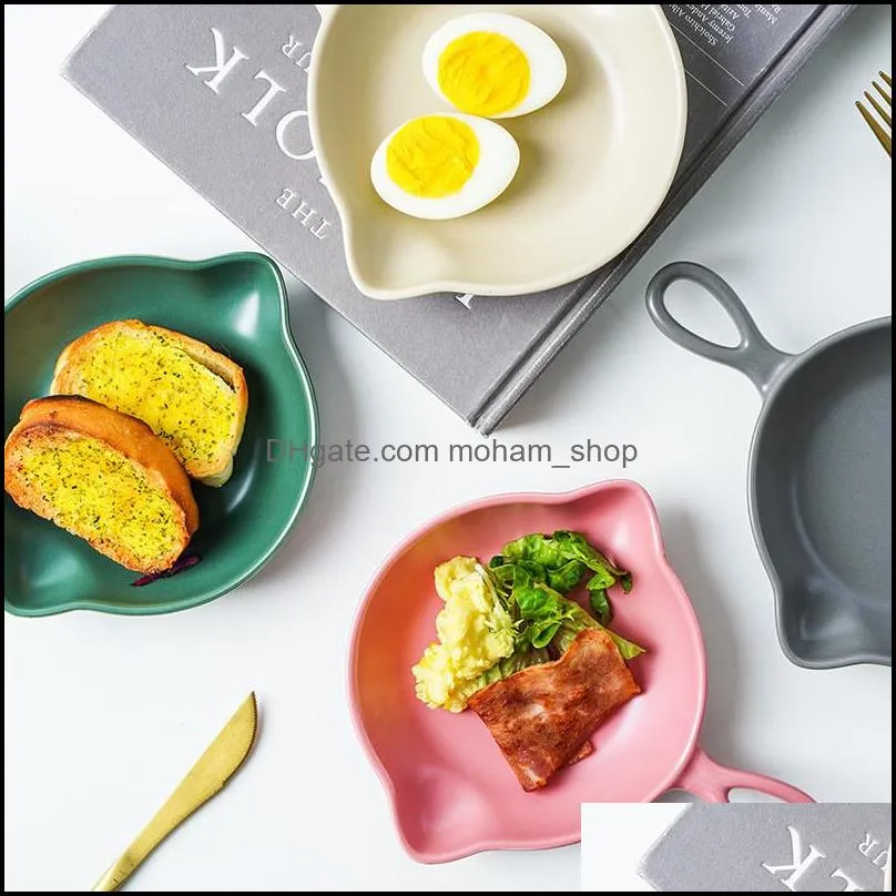 porcelain breakfast plate ins dessert salad breakfast handle plate oven baking tray home kitchen dishes plates 5 color