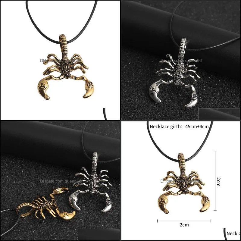 steampunk necklace men chain statement necklace pendant gold silver color alloy scorpio pendant necklace