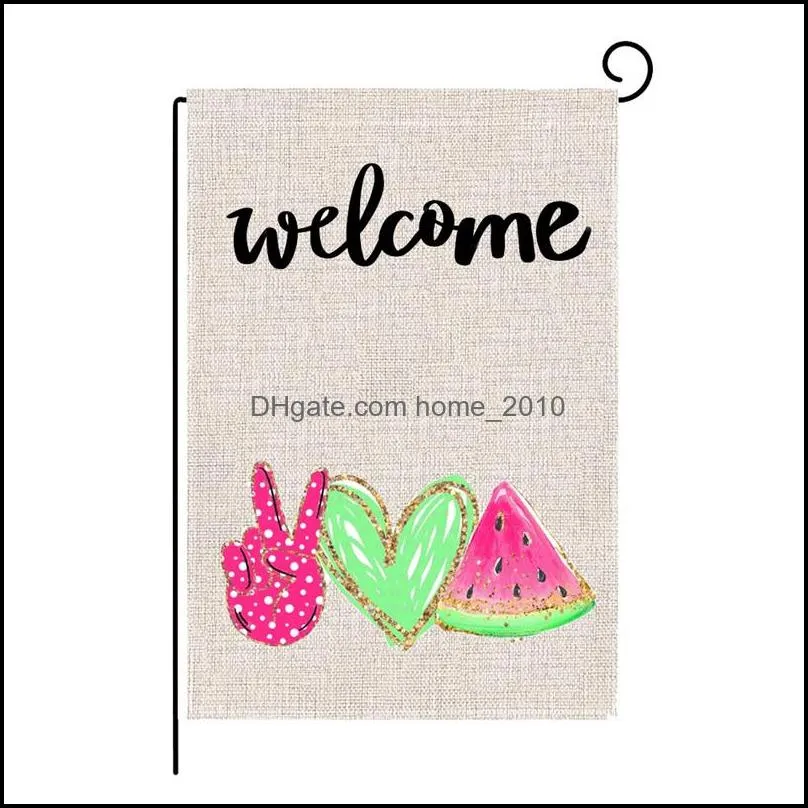 summer garden flag fruit gnomes double size printed flax outdoor decorative hanging welcome summer season banner 32x47cm