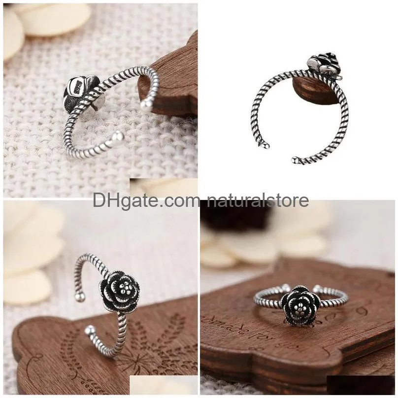 wedding rings bonlavie silver color opening ring flower sterling jewelry wholesale female