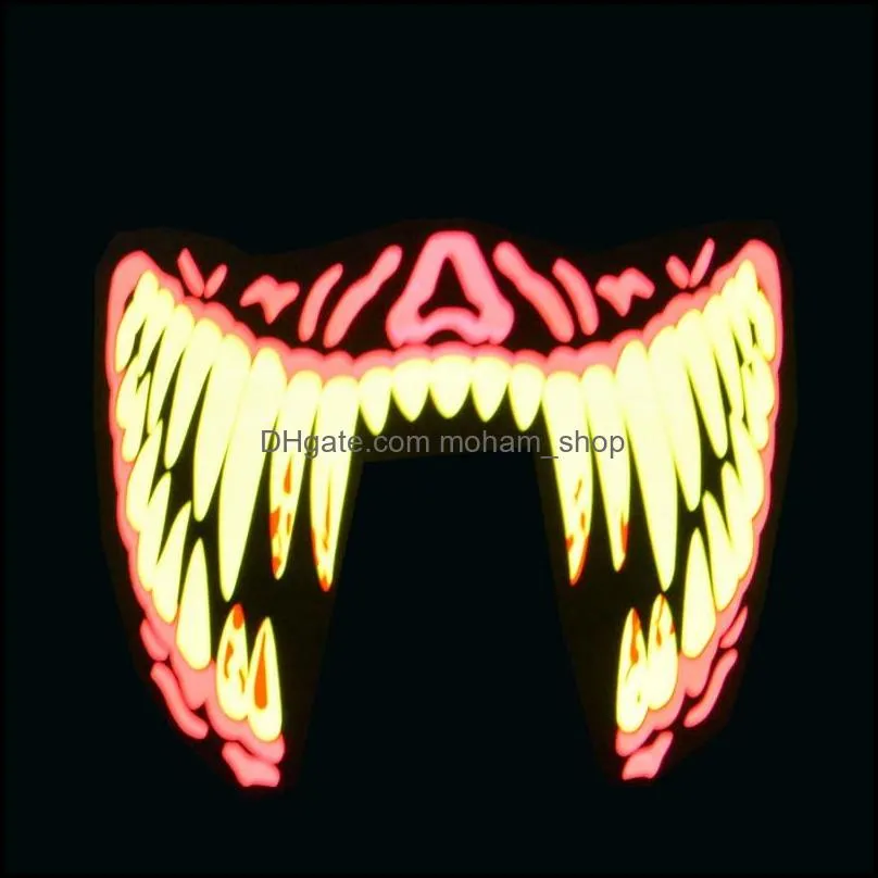 halloween led masks clothing big terror masks cold light helmet festival party glowing dance steady voice activated music mask
