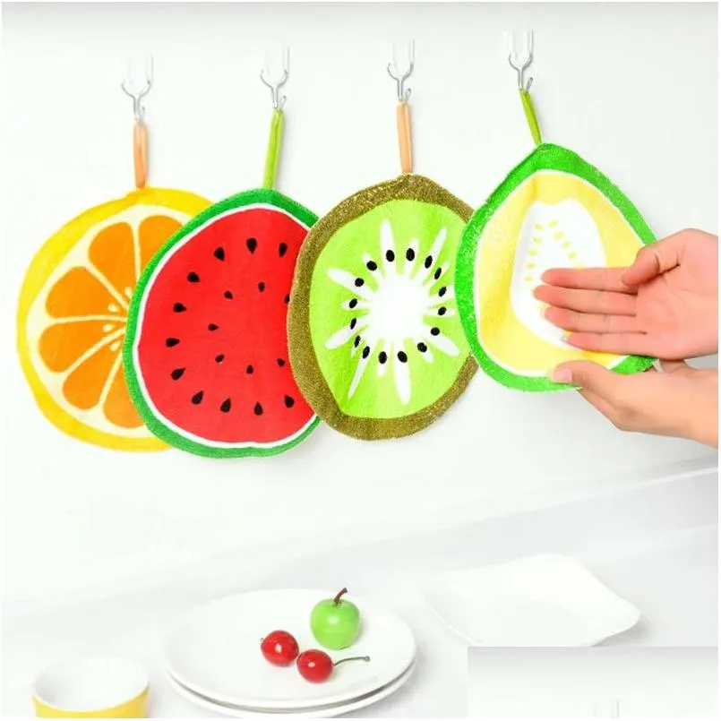 cleaning cloths hanging cartoon fruit pattern hand towels kitchen absorbent wipes cleanings towels childrens handkerchiefs inventory
