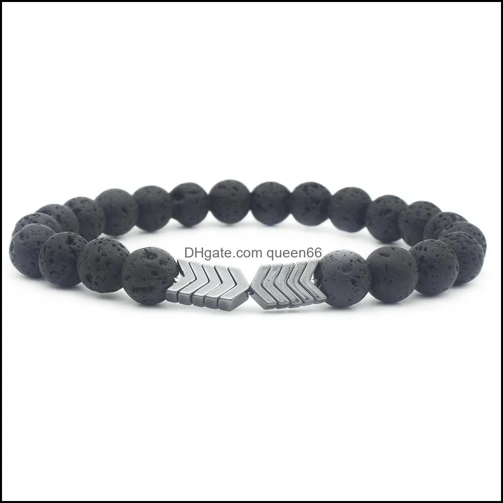 volcanic lava stone bracelets for women men 8mm yoga beaded aromatherapy bangle arrow bracelet charm jewelry gift m323y f