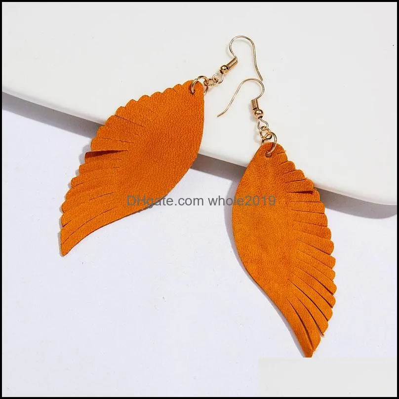 2021 fashion leather dangle earring womens angle wings hoop earrings wedding party jewelry gift ie91601