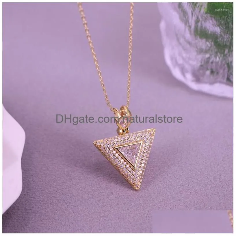 pendant necklaces 5pcs luxury triangle shape zircon necklace for women fashion gold color geometric