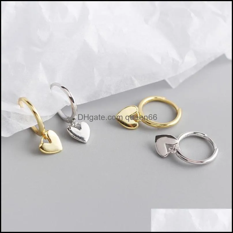 100 genuine 925 sterling silver hoop earrings for women korea ins heartshaped pendant circle earring fine jewelry yme828