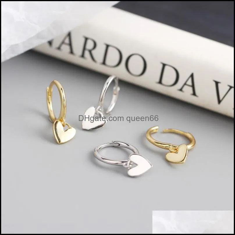 100 genuine 925 sterling silver hoop earrings for women korea ins heartshaped pendant circle earring fine jewelry yme828