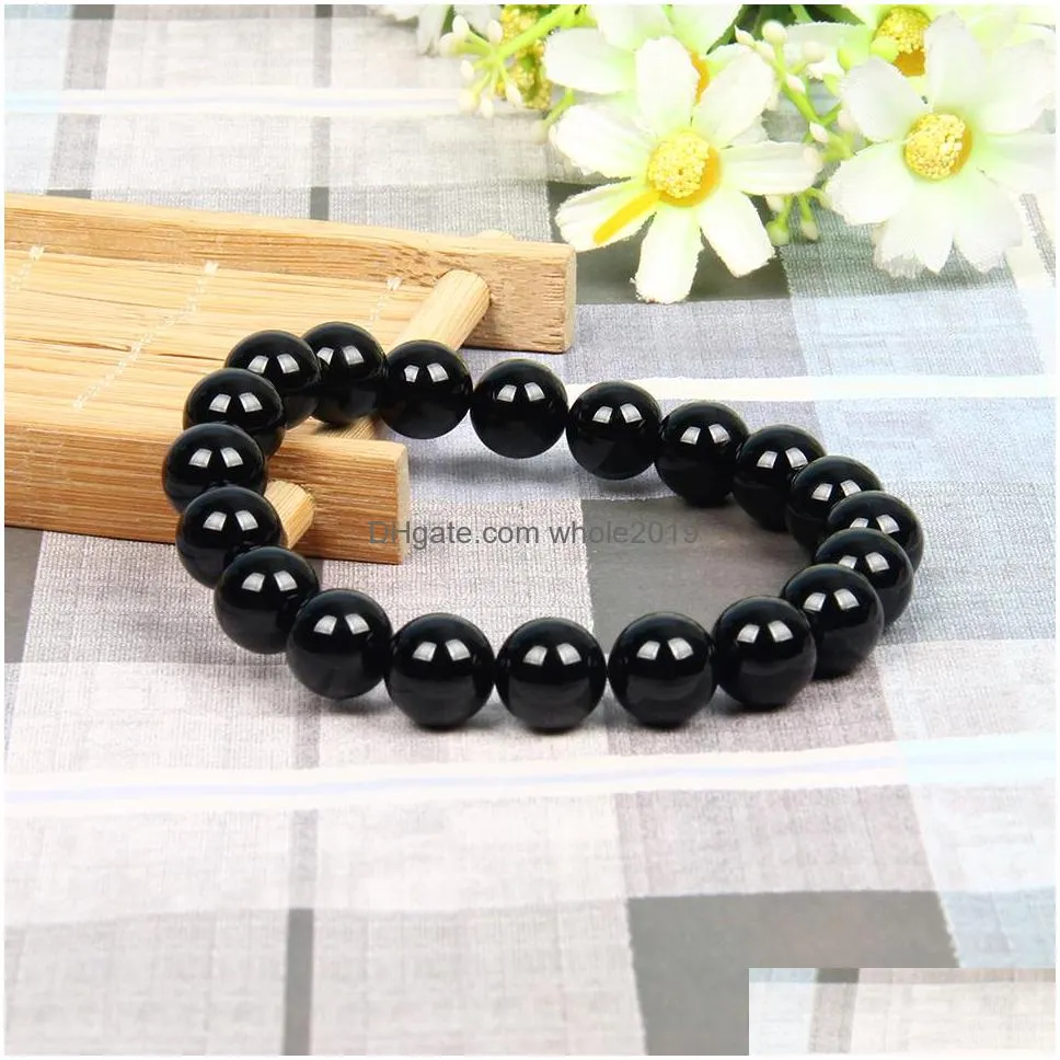 12 design 10mm natural onyx stone bracelet men wholesale 10pcs/lot beaded bracelet for women friend jewelry gift