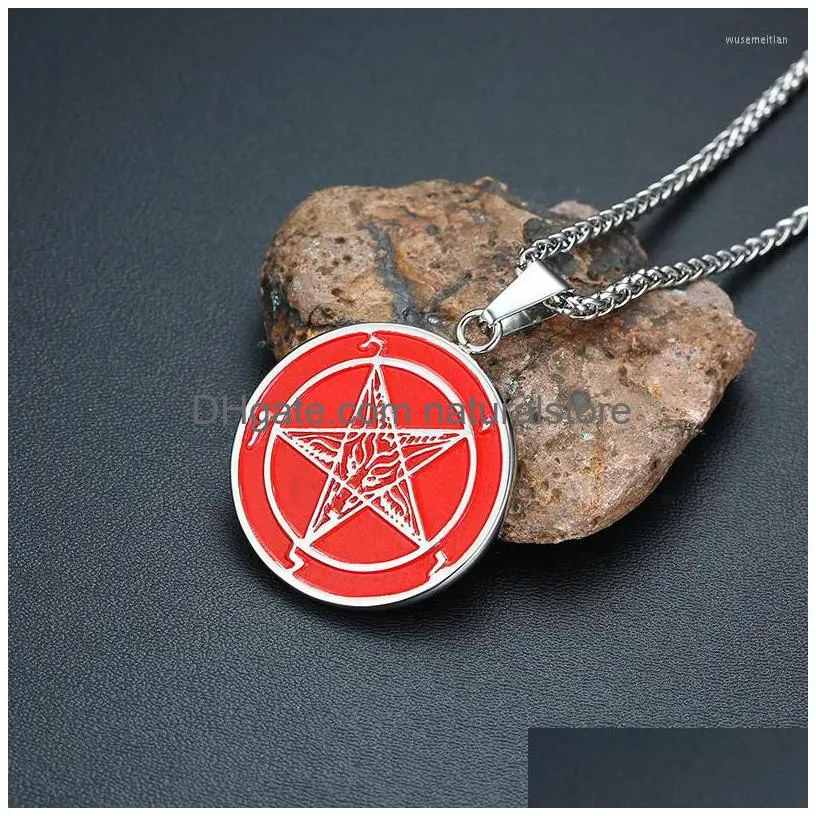 pendant necklaces modyle double sides wearable sigil of lucifer david star pendants stainless steel men necklace pagan occult male