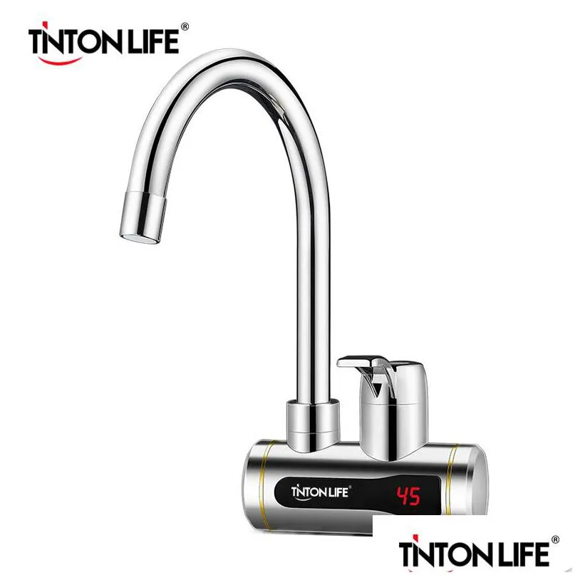 instant tankless electric water heater faucet kitchen 360 rotatable heating tap water heater with led temperature display t200423