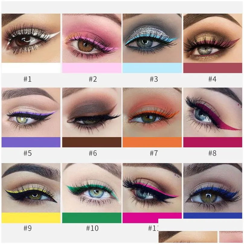 handaiyan 12 colors/set liquid matte eyeliner in opp bag create fashionable eyes and last all the day with gift