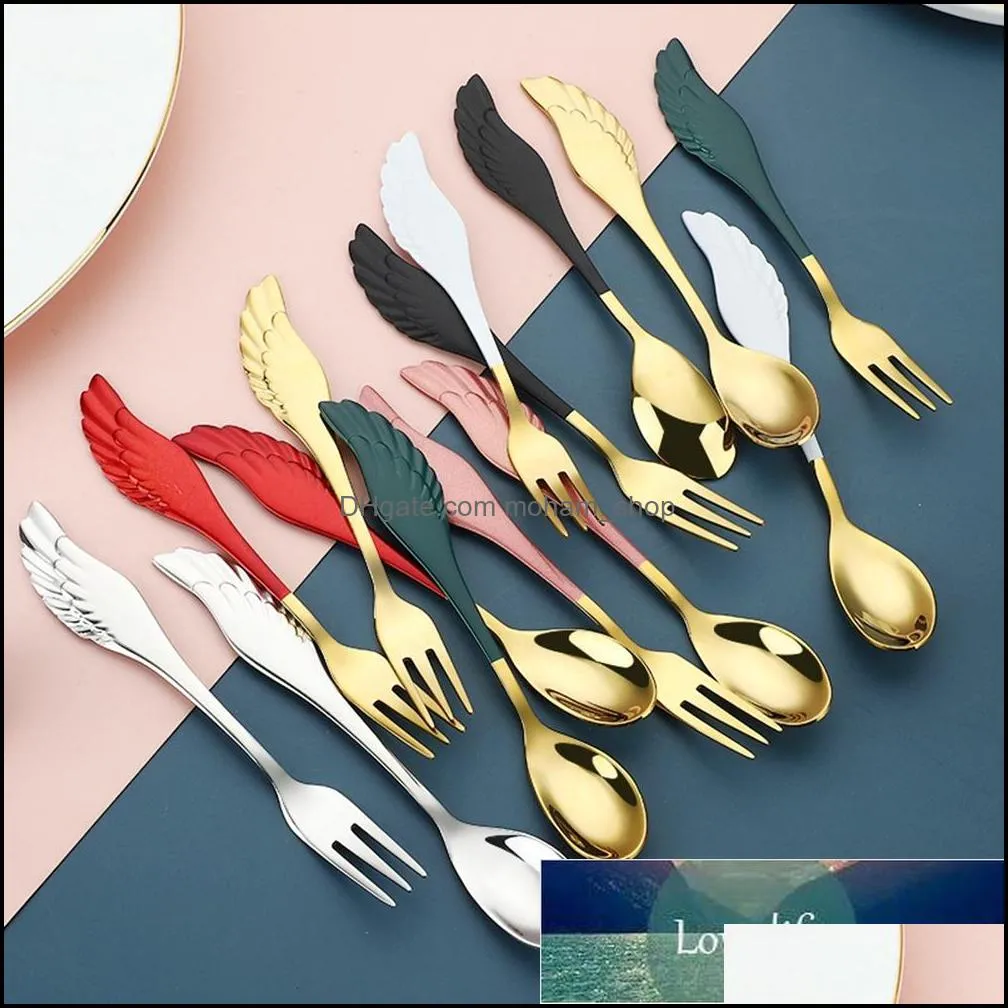 1pc stainless steel spoon fork cake coffee dessert tea ice cream stirring spoons cutlery set