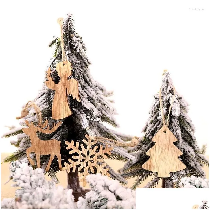 christmas decorations diy wooden craft gift tree home decoration arrangement wood color pendant ornament carving chips