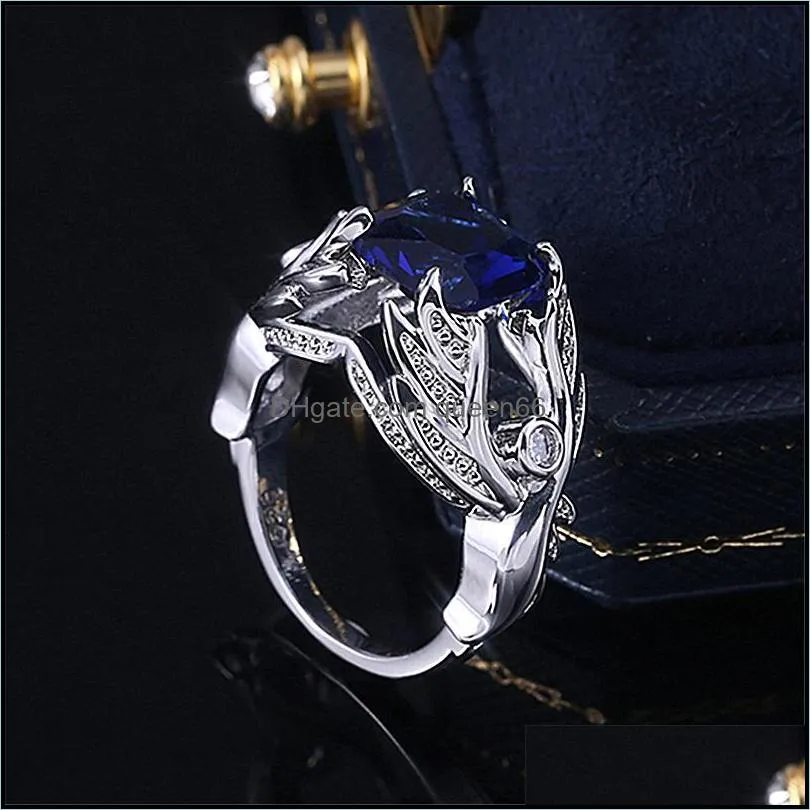 angel wings sapphire rings silver jewelry engagement wedding band ring for men party accessory gemstone ring