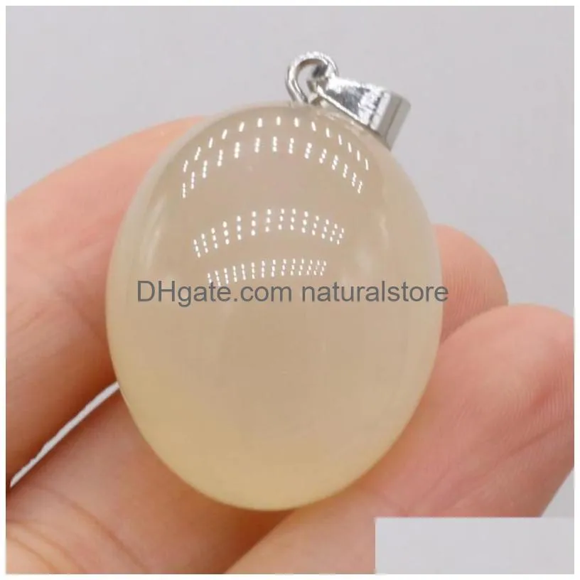 pendant necklaces natural white agate stone exquisite retro reiki crystal gemstone charms for female necklace jewelry making