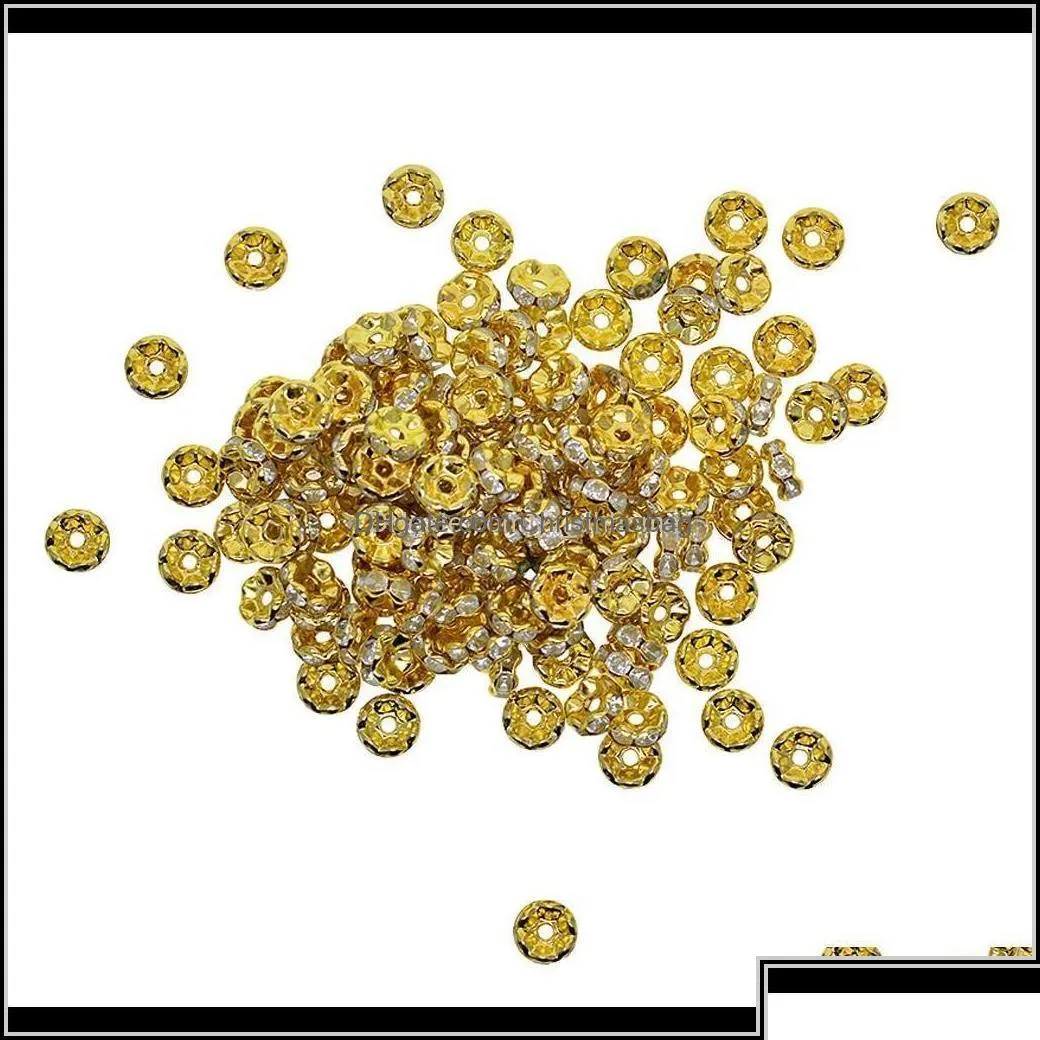beads arts crafts gifts home garden 200pcs 8mm round rondelle spacer charm large hole gold tone white clear crystal avok7 exf4e drop