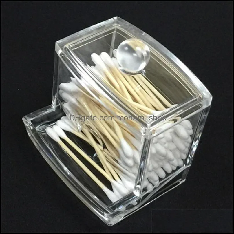 transparent cotton swab box high grade acrylic storage case multi function el supplies cosmetic cottons organizer fashion 6dy l1