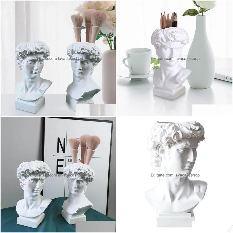 modern nordic style creative portrait vase human head flower vases ornaments resin david flowers art home decor 210409