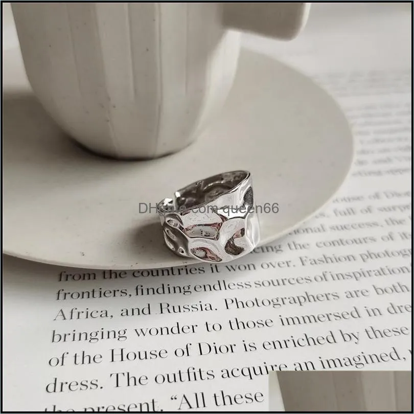 genuine 925 sterling silver ring korean wide irregular specialshaped open rings women men fine party jewelry gifts ymr852